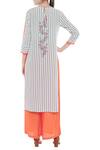 Shop_Soup By Sougat Paul_White Crepe Floral, Striped Round Neck Printed Kurta And Palazzo Set _at_Aza_Fashions