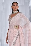 Dolly J_Pink Georgette Chiffon Embroidery Beads And Sequin V Kamdani Chikankari Saree Set_Online_at_Aza_Fashions