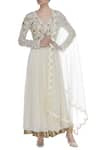 Buy_Seema Khan_Off White Net Embroidered Sequin Plunge V Floral Anarkali Kurta Set  _at_Aza_Fashions