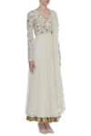 Seema Khan_Off White Net Embroidered Sequin Plunge V Floral Anarkali Kurta Set  _Online_at_Aza_Fashions