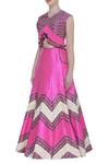 Buy_Neha Gursahani_Pink Pure Raw Silk With Cotton Lining Embroidered Peplum Crop Top And Lehenga Set _Online_at_Aza_Fashions