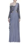 Shop_Nitika Kanodia Gupta_Grey Organza Pleated Lehenga With Attached Dupatta And Blouse  _Online_at_Aza_Fashions