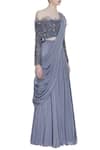 Nitika Kanodia Gupta_Grey Organza Pleated Lehenga With Attached Dupatta And Blouse  _Online_at_Aza_Fashions