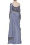 Shop_Nitika Kanodia Gupta_Grey Organza Pleated Lehenga With Attached Dupatta And Blouse  _at_Aza_Fashions