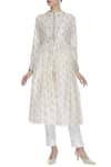 Buy_Virtuoso by Mekha and Anurag_White Cotton Silk Embroidered Block Print Tunic Jacket With Kurta  _at_Aza_Fashions