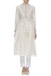 Buy_Virtuoso by Mekha and Anurag_White Cotton Silk Embroidered Block Print Tunic Jacket With Kurta  _Online_at_Aza_Fashions