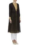 Virtuoso by Mekha and Anurag_Gold Cotton Silk Straight Fit Kurta With Gathered Tunic Jacket  _Online_at_Aza_Fashions