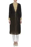 Buy_Virtuoso by Mekha and Anurag_Gold Cotton Silk Embroidered Straight Fit Kurta With Gathered Tunic Jacket_Online_at_Aza_Fashions