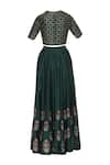 Shop_Virtuoso by Mekha and Anurag_Green Cotton Silk Embroidered Cutdana Checkered Blouse With Lehenga And Dupatta_Online_at_Aza_Fashions