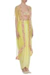 Kresha Lulla_Yellow Embroidered Jacket And Draped Skirt Set_Online_at_Aza_Fashions