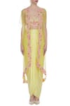 Buy_Kresha Lulla_Yellow Embroidered Jacket And Draped Skirt Set_Online_at_Aza_Fashions