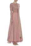 House Of Kotwara_Pink Chanderi Embroidered Boat Neck Embellished Anarkali Set  _Online_at_Aza_Fashions