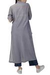 Shop_THREE_Grey Collared Cotton Silk Kurta_at_Aza_Fashions