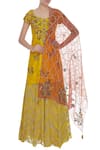 Buy_Samatvam by Anjali Bhaskar_Yellow Viscose Georgette Sequuin Embroidered And Bead Kurta Lehenga Set  _at_Aza_Fashions