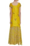 Shop_Samatvam by Anjali Bhaskar_Yellow Viscose Georgette Sequuin Embroidered And Bead Kurta Lehenga Set  _at_Aza_Fashions