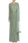 Shop_Abhi Singh_Green Embroidered Anarkali With Attached Dupatta  _Online_at_Aza_Fashions