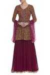 Abhi Singh_Maroon Layered Anarkali With Dupatta  _Online_at_Aza_Fashions