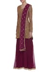 Buy_Abhi Singh_Maroon Layered Anarkali With Dupatta  _Online_at_Aza_Fashions