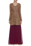 Shop_Abhi Singh_Maroon Layered Anarkali With Dupatta  _Online_at_Aza_Fashions