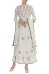 Buy_Nazar By Indu_Off White Cotton Voil Kundan, Beads A-line Embroidered Kurta Sharara Set _at_Aza_Fashions