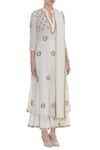 Nazar By Indu_Off White Cotton Voil Kundan, Beads A-line Embroidered Kurta Sharara Set _Online_at_Aza_Fashions