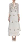 Shop_Nazar By Indu_Off White Cotton Voil Kundan, Beads A-line Embroidered Kurta Sharara Set _Online_at_Aza_Fashions