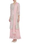 Buy_Nazar By Indu_Pink Cotton Voil Embroidered Notched Gota Pati Kurta Sharara Set _Online_at_Aza_Fashions