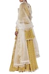 Shop_Ridhi Mehra_Yellow Printed Tunic Set With Waistbelt And Ruffle Dupatta_at_Aza_Fashions