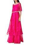 Buy_Ridhi Mehra_Pink Embellished Cape Tunic With Gharara Pants_at_Aza_Fashions