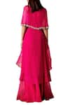 Shop_Ridhi Mehra_Pink Embellished Cape Tunic With Gharara Pants_at_Aza_Fashions