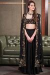 Buy_Prathyusha Garimella_Black Embroidered Cape Lehenga Set _at_Aza_Fashions