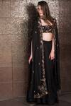 Shop_Prathyusha Garimella_Black Embroidered Cape Lehenga Set _at_Aza_Fashions