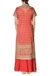 Shop_RI.Ritu Kumar_Red Silk Blend Embroidery Sequins Sweetheart Straight Kurta Set _at_Aza_Fashions