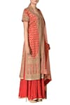 Buy_RI.Ritu Kumar_Red Silk Blend Embroidery Sequins Sweetheart Straight Kurta Set _Online_at_Aza_Fashions