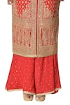 RI.Ritu Kumar_Red Silk Blend Embroidery Sequins Sweetheart Straight Kurta Set _at_Aza_Fashions