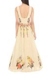 Shop_RI.Ritu Kumar_Off White Rayon Crepe Printed Floral Round Embroidered Maxi Dress With Stole_at_Aza_Fashions