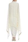 Shop_Nidhika Shekhar_Off White Georgette Embroidery Round Side Draped Kurta Set With Cape _at_Aza_Fashions