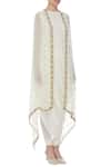 Nidhika Shekhar_Off White Georgette Embroidery Round Side Draped Kurta Set With Cape _Online_at_Aza_Fashions