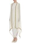 Buy_Nidhika Shekhar_Off White Georgette Embroidery Round Side Draped Kurta Set With Cape _Online_at_Aza_Fashions