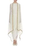 Shop_Nidhika Shekhar_Off White Georgette Embroidery Round Side Draped Kurta Set With Cape _Online_at_Aza_Fashions