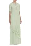 Nidhika Shekhar_Green Crepe Embroidery Cutdana Round Draped Kurta With Skirt _Online_at_Aza_Fashions