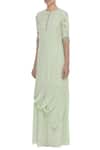 Buy_Nidhika Shekhar_Green Crepe Embroidery Cutdana Round Draped Kurta With Skirt _Online_at_Aza_Fashions