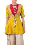 Buy_Yashodhara_Cream Raw Silk Embroidered Jacket Palazzo Set_Online_at_Aza_Fashions