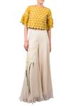 Buy_Yashodhara_Yellow Embellished Crop Top Pant Set_at_Aza_Fashions