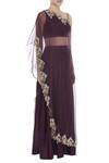 Pleats By Kaksha And Dimple_Purple Silk Cutdana And Sequin Hand Work Embroidered One Cape With Bustier & Skirt_Online_at_Aza_Fashions