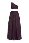 Shop_Pleats By Kaksha And Dimple_Purple Silk Cutdana And Sequin Hand Work Embroidered One Cape With Bustier & Skirt_Online_at_Aza_Fashions