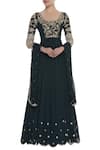 Buy_Pleats by Kaksha and Dimple_Blue Crepe Georgette Zardozi Embroidered Work Anarkali Kurta With Dupatta_at_Aza_Fashions