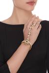 Shop_Nepra By Neha Goel_Gold Plated Petal Stone Encrusted Hand Harness_at_Aza_Fashions