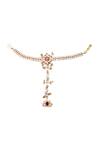 Buy_Nepra By Neha Goel_Gold Plated Petal Stone Encrusted Hand Harness_at_Aza_Fashions
