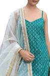 Shop_Seema Nanda_Blue Cotton Embroidery Jewel Neck Asymmetric Kurta With Lehenga And Dupatta_at_Aza_Fashions